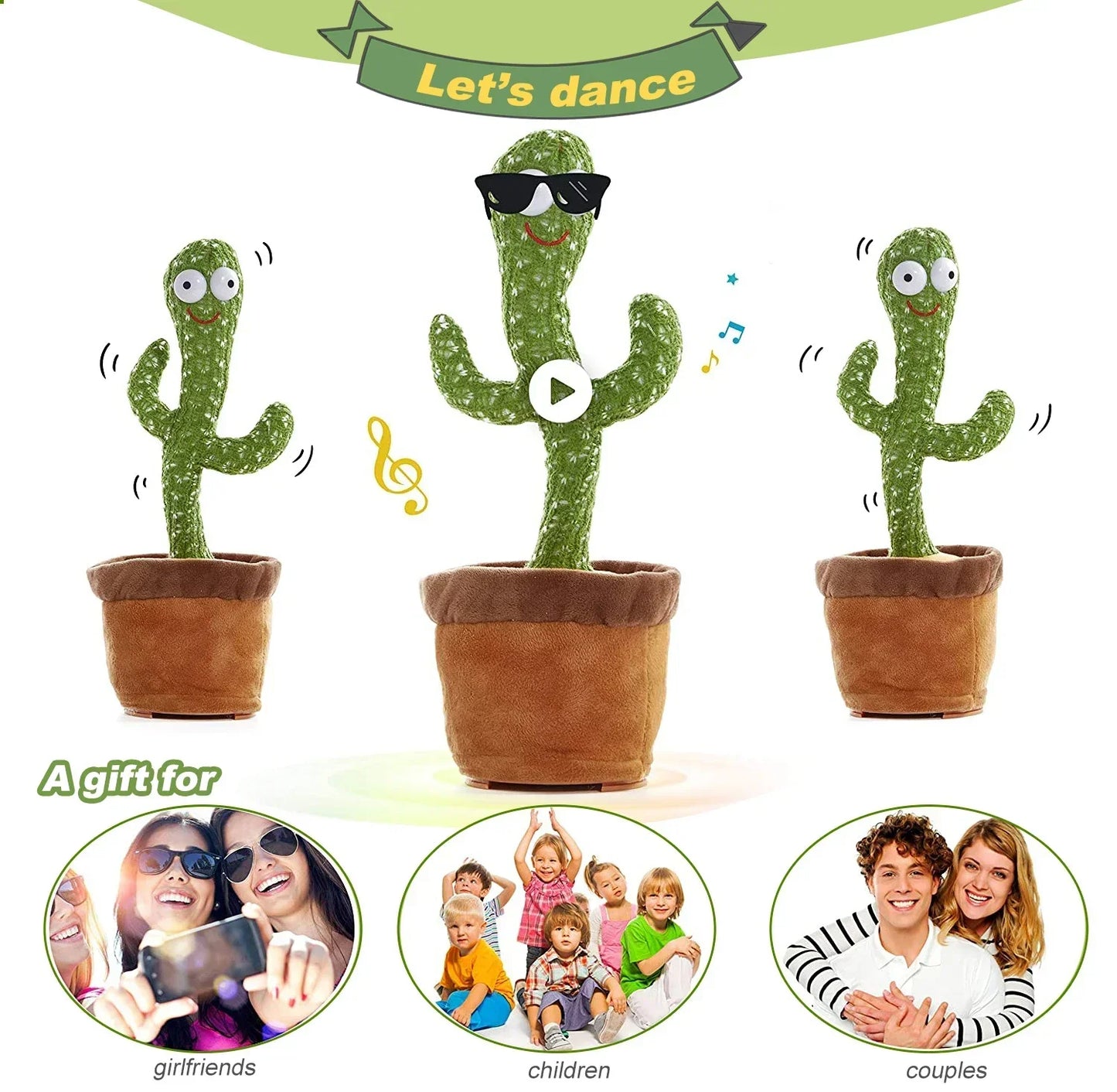 Dancing Talking Cactus Toys For Baby, Singing 120 songs, Mimicking Recording Repeating What You Say