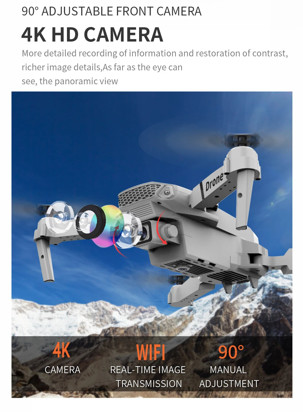 NEW Professional Drone E88 4k wide-angle HD camera WiFi FPV Hold Foldable RC quadrotor helicopter