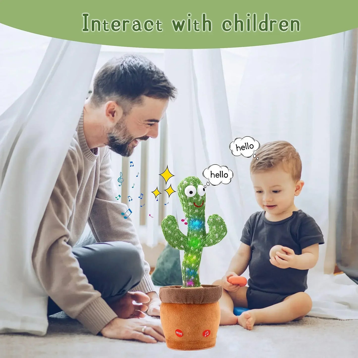 Dancing Talking Cactus Toys For Baby, Singing 120 songs, Mimicking Recording Repeating What You Say