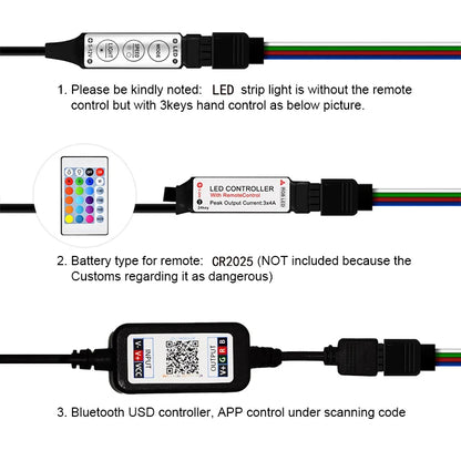 LED Strip Lights APP Control Colour Changing Lights with Remote Mode
